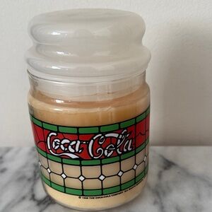Coca-Cola Red and Green Mosaic Glass Jar Candle NWT